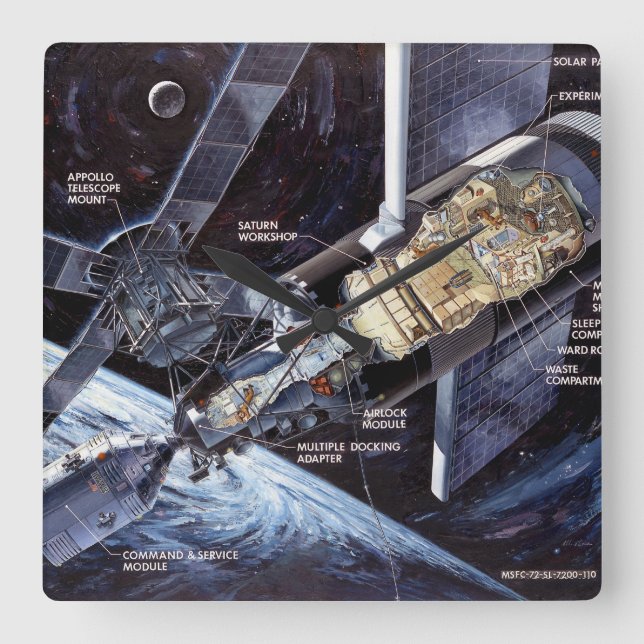 SKYLAB  SQUARE WALL CLOCK (Front)