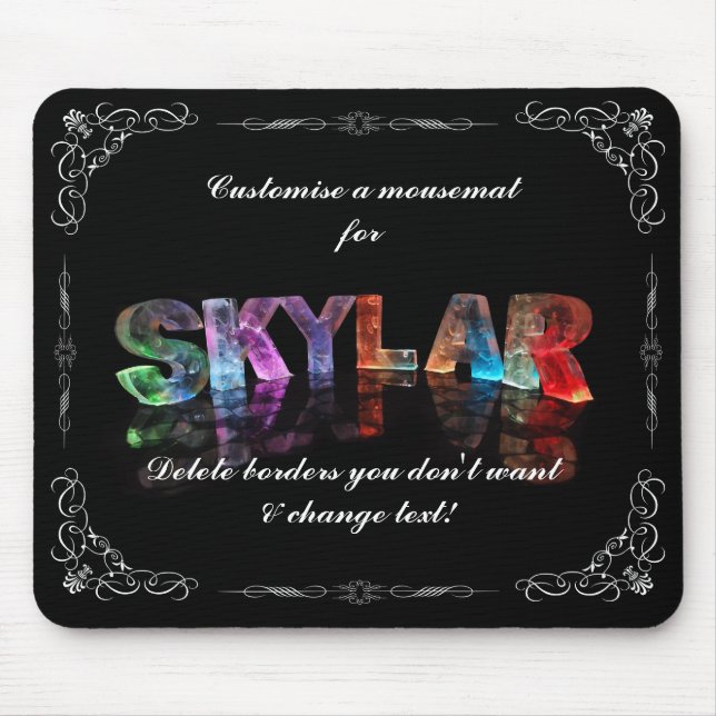 Skylar  - The Name Skylar in 3D Lights (Photograph Mouse Mat (Front)