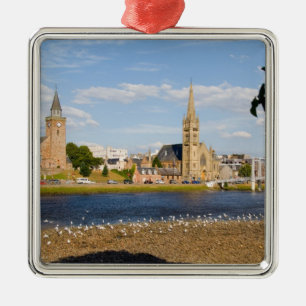 Skyline and river of quaint town of Inverness Metal Tree Decoration