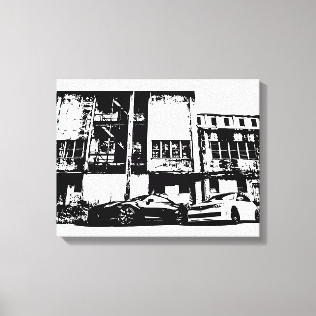 Skyline and STI black and white Canvas print (Front)