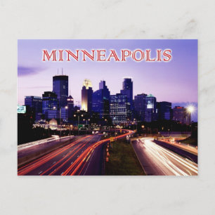 Skyline at dusk, Minneapolis, Minnesota Postcard