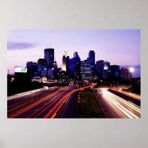 Skyline at dusk, Minneapolis, Minnesota Poster