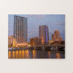 Skyline At Dusk, On The Grand River 2 Jigsaw Puzzle