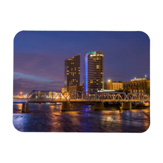 Skyline At Dusk, On The Grand River Magnet (Horizontal)