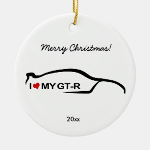 Skyline black Silhouette - I love my GT-R Ceramic Tree Decoration