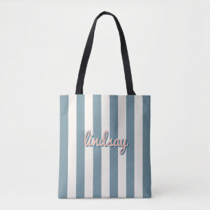 Skyline Blue Cabana Stripe Girls Trip Travel Tote Bag