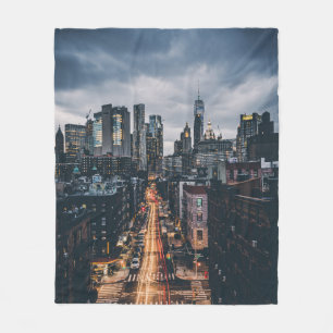 SKYLINE CITY SCENERY VIEW FROM THE MANHATTAN BRIDG FLEECE BLANKET