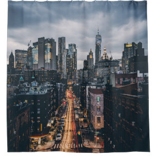 SKYLINE CITY SCENERY VIEW FROM THE MANHATTAN BRIDG SHOWER CURTAIN