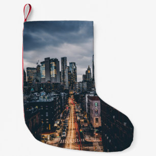 SKYLINE CITY SCENERY VIEW FROM THE MANHATTAN BRIDG SMALL CHRISTMAS STOCKING