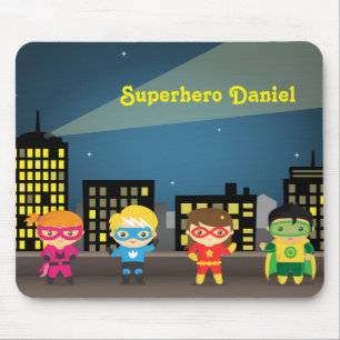 Skyline Cute Superhero For Kids Mouse Mat