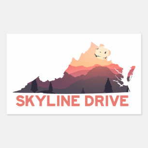Skyline Drive Shenandoah Virginia Map Rectangular Sticker