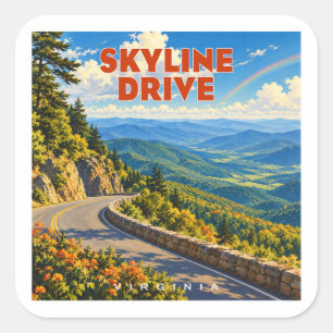 Skyline Drive Shenandoah Virginia Rainbow Square Sticker