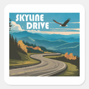 Skyline Drive Virginia Eagle Square Sticker