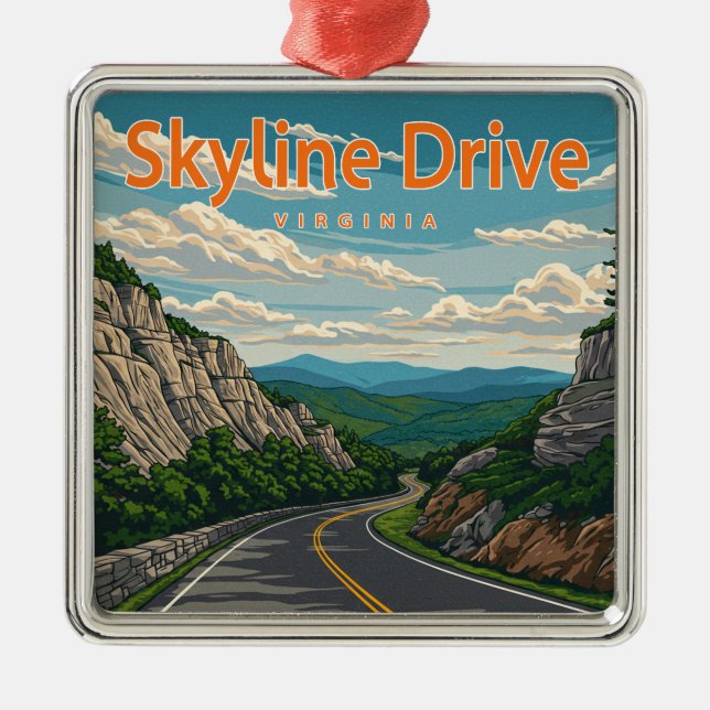 Skyline Drive Virginia Landscape Metal Tree Decoration (Front)