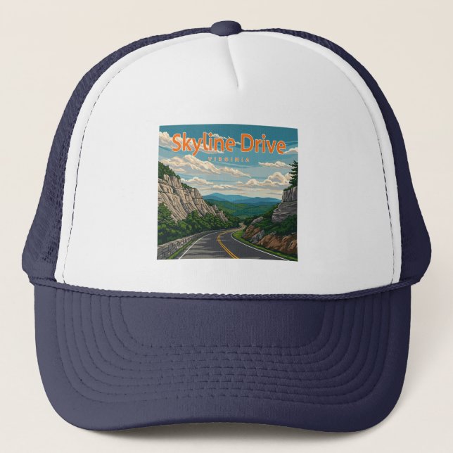 Skyline Drive Virginia Landscape Trucker Hat (Front)