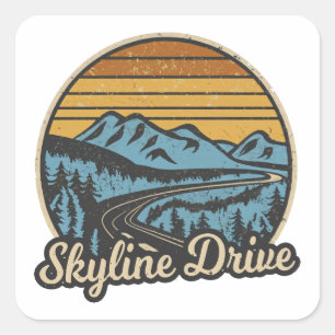 Skyline Drive Virginia Retro Square Sticker