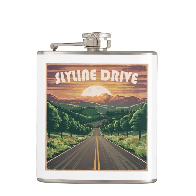 Skyline Drive Virginia Sunset Hip Flask (Front)