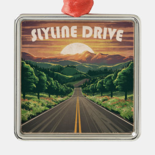 Skyline Drive Virginia Sunset Metal Tree Decoration