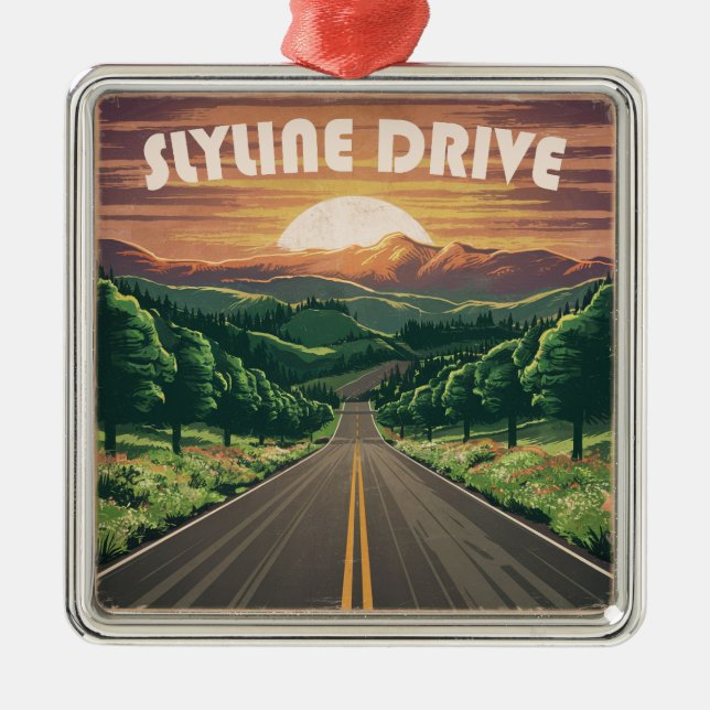 Skyline Drive Virginia Sunset Metal Tree Decoration (Front)