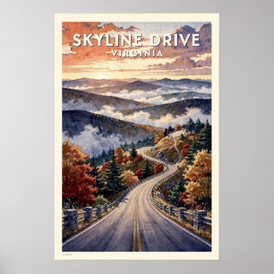 Skyline Drive Virginia Vintage Travel Poster