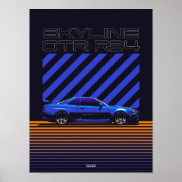 Skyline GT-R R34 Bayside Blue  Poster