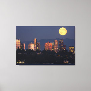 Skyline Of Bellevue From Lake Washington At Dusk Canvas Print
