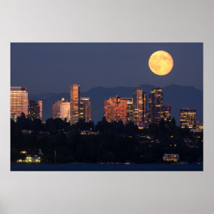 Skyline Of Bellevue From Lake Washington At Dusk Poster