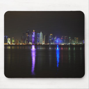 Skyline of Doha, Qatar at night mousepad