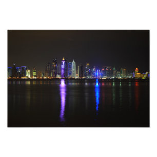 Skyline of Doha, Qatar at night Photo Print