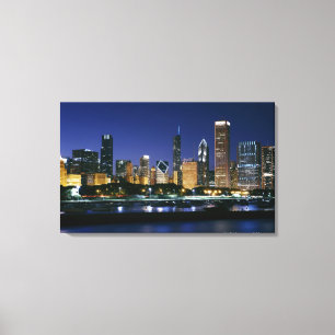 Skyline of Downtown Chicago at night Canvas Print