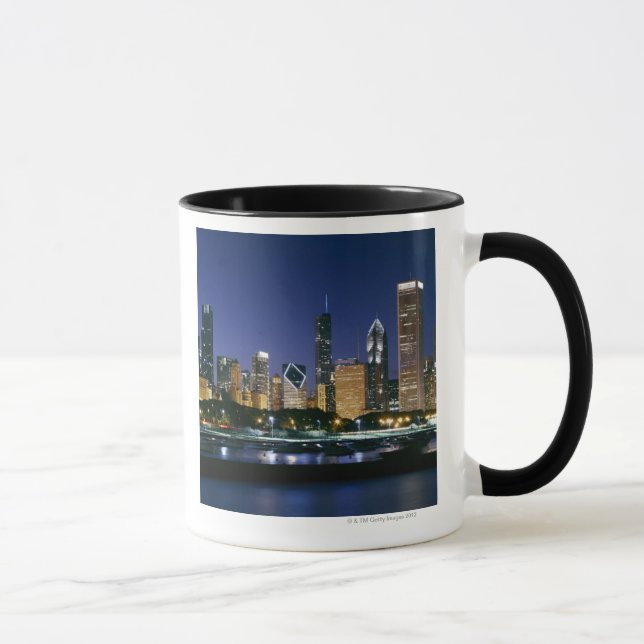 Skyline of Downtown Chicago at night Mug (Right)