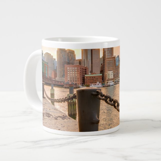 Skyline of Financial District of Boston Large Coffee Mug (Front Left)
