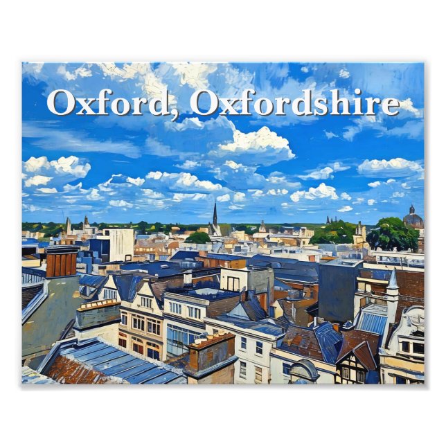 Skyline of Historic Oxford Acrylic Painting Photo Print (Front)