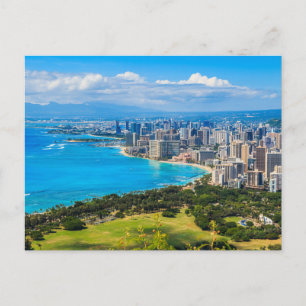 Skyline of Honolulu, Hawaii . Holiday Postcard