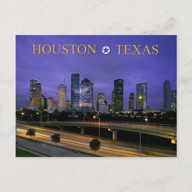Skyline of Houston, Texas at dusk Postcard (Front)