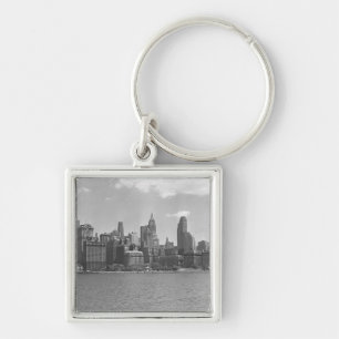Skyline of Manhattan New York USA B&W Key Ring