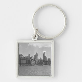 Skyline of Manhattan New York USA B&W Key Ring