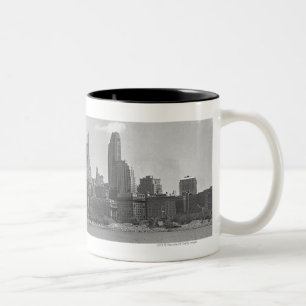 Skyline of Manhattan New York USA B&W Two-Tone Coffee Mug