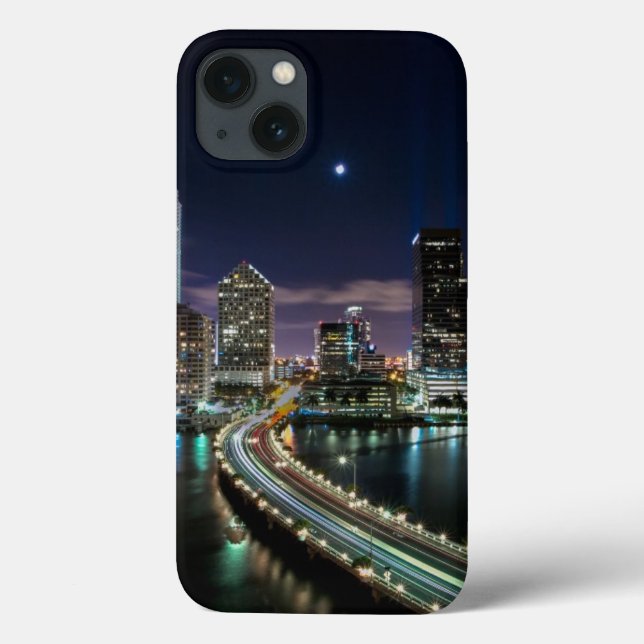 Skyline of Miami city with bridge at night Case-Mate iPhone Case (Back)