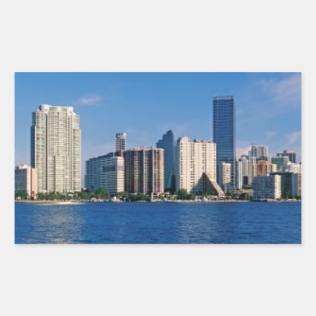 Skyline of Miami, Florida Rectangular Sticker (Front)