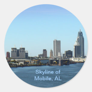 Skyline of Mobile, AL Classic Round Sticker
