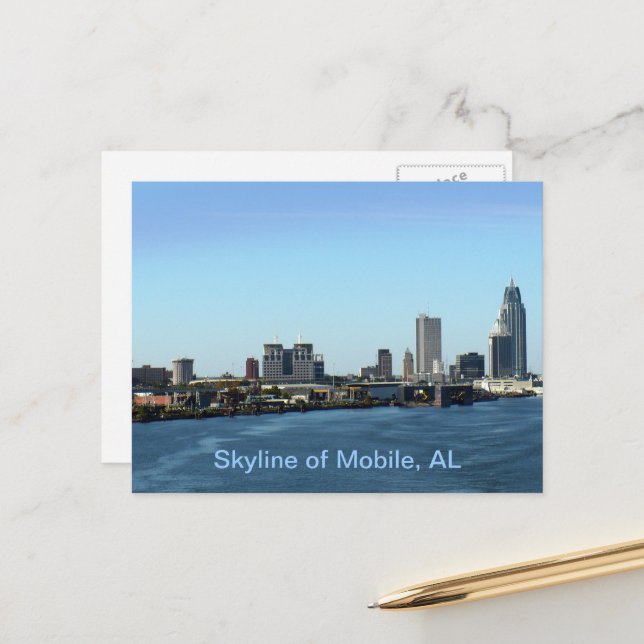 Skyline of Mobile, AL Postcard (Front/Back In Situ)
