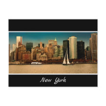 Skyline of New York with White Sailboat on Hudson
