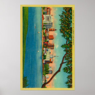 Skyline of Oakland across Lake Merritt Poster