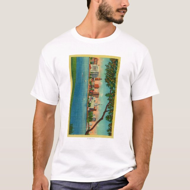 Skyline of Oakland across Lake Merritt T-Shirt (Front)