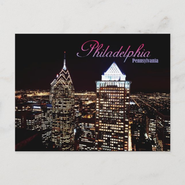 Skyline of Philadelphia, Pennsylvania Postcard (Front)