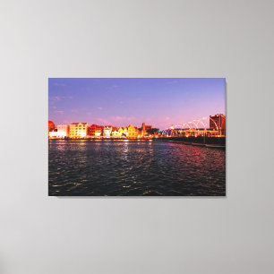 Skyline of Willemstad at Night Canvas Print