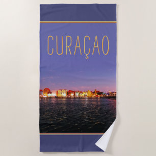 Skyline of Willemstad at Night (customisable) Beach Towel