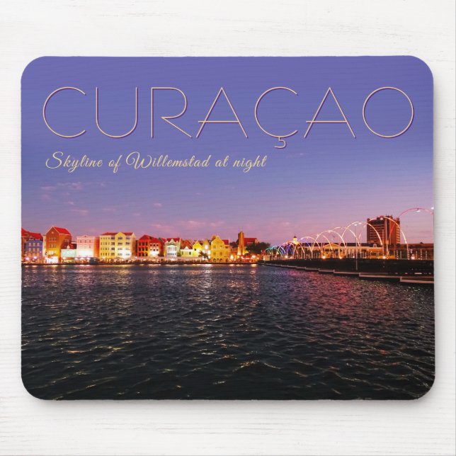 Skyline of Willemstad at Night Mouse Mat (Front)