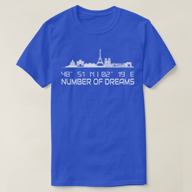 Skyline Paris Silhouette Gps Coordinates 2 T-Shirt (Design Front)